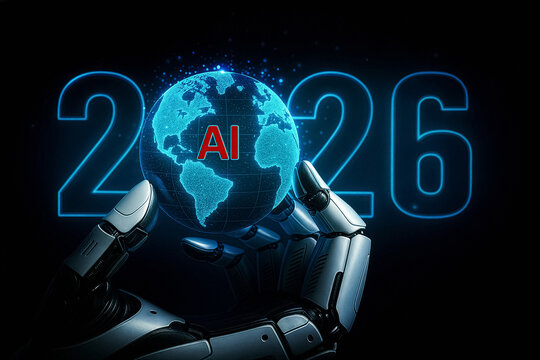 Artificial intelligence technology development concept in 2026 with AI robots