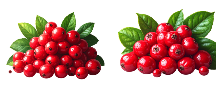 Tropical Guarana Berries Pile with Fresh Leaves – Botanical Nutrition Element PNG