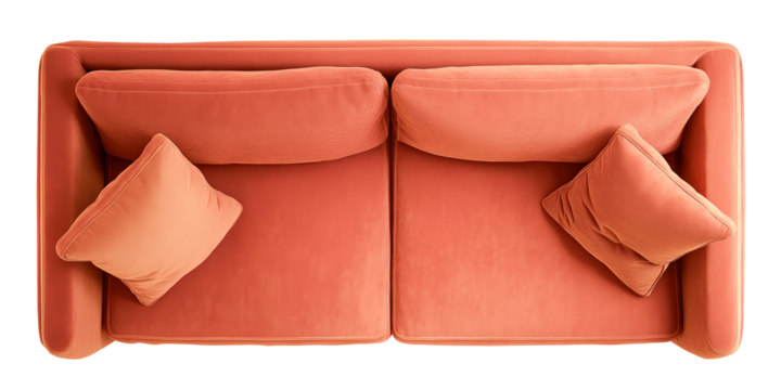 Coral Velvet Sofa Top View
