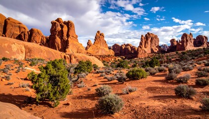 Fototapeta premium Arches National Park - A Landscape of Red Rock Formations.