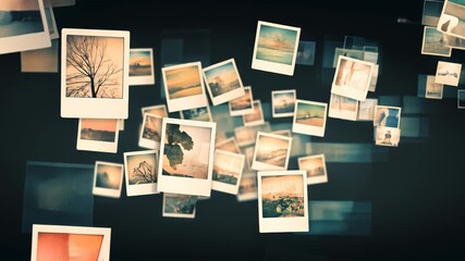 Vintage Polaroid Collage: Nostalgic Photo Collection & Creative Photography Gallery Display