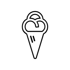 An outline illustration of an ice cream cone with two scoops on a white background image design