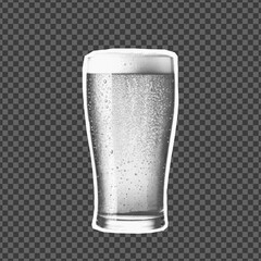 Halftone glass of beer with foam and bubbles, isolated on transparent background. Retro cut out style sticker, perfect for Oktoberfest, bar design, posters, party invitations, or vintage collages.