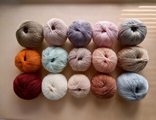 Soft Colorful Yarn Balls on a Cozy Background