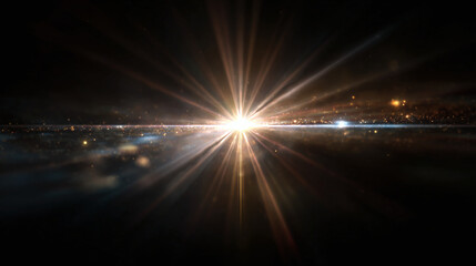 A radiant burst of light shining brightly in a dark setting