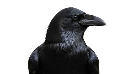 Closeup of a Black Raven Bird Headshot.