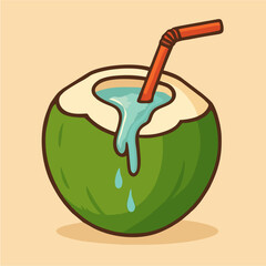 coconut vector with very fresh coconut water