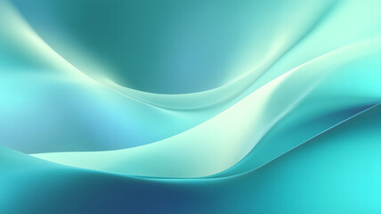 Calming teal fluid curves on soft gradient background
