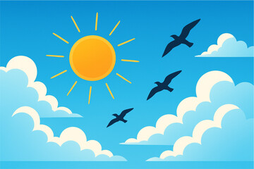 a view of a very clear sky with the sun