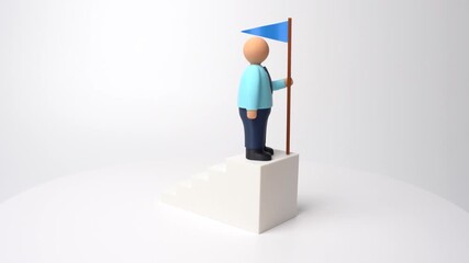 A business worker at the pinnacle of his career. Start a new career or open his own business. Retire. Concept of leadership, achievement, and life transitions.