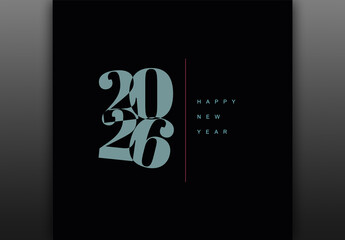 Happy New Year 2026 Typography Vector Design on Black Background