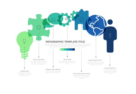 Modern Timeline Infographic with Connected Icons and Text
