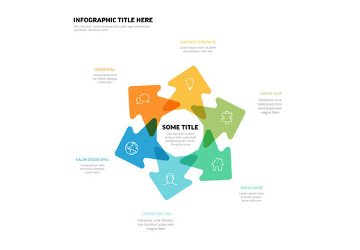 Colorful Circular Infographic Template with 6 Arrow Steps and Icons