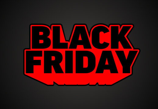 Black Friday Sale Badge Tag Banner with Red Text on Dark Background