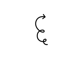Obraz premium Curved decorative arrow with looping lines forming a playful, hand‑drawn swirl on a clean white background.