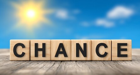 Fototapeta premium Wooden cube motif Change - Chance.