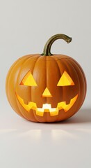 Jack o lantern with a candle inside isolated on white background for halloween