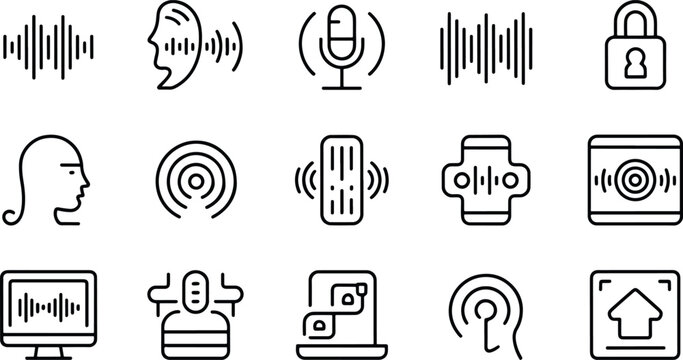 Voice Recognition and Audio Related Vector Icons
