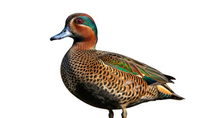 Colorful Wild Duck Standing on Ground.