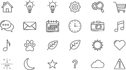 Set of Doodle Style Vector Icons for Various Purposes