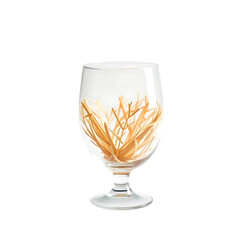 A clear stemmed glass filled with golden brown pretzel sticks inside
