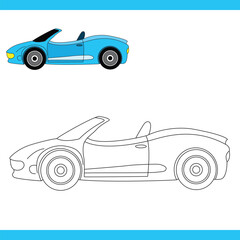 Blue Car Copy Colour worksheet for kids