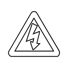 Illustration of a triangular warning sign with a lightning bolt symbol indicating electrical hazard