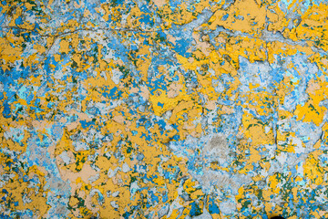 Peeling Paint Texture with Yellow, Blue, and Green Layers