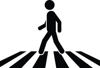 Pedestrian crossing sign vector illustration safety first crosswalk icon eps silhouette