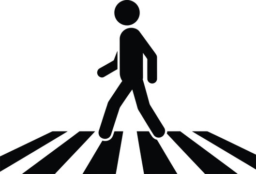 Pedestrian crossing sign vector illustration safety first crosswalk icon eps silhouette