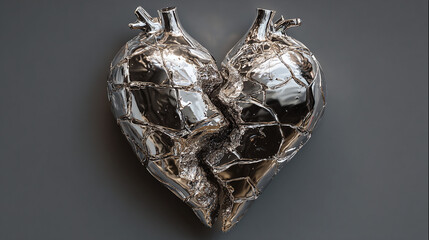 A broken heart sculpture symbolizing emotional pain and heartbreak 
