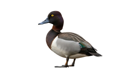 Male Gadwall Duck Standing on White Background.