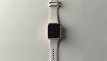 Modern smartwatch with a sleek white strap on a clean background