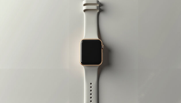 Modern smartwatch with a sleek white strap on a clean background - Powered by Adobe