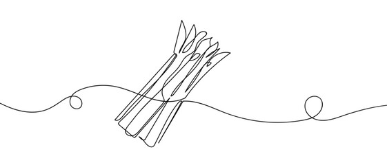 Asparagus in one continuous line simple linear style. Editable stroke.