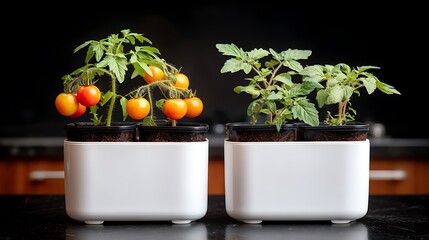 Red Tomatoes and Green Leafy Plants Growing in Modern Indoor Hydroponic System