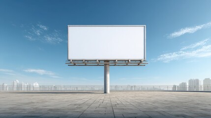 Fototapeta premium 3D Rendered Outdoor Billboard with White Display Under Daylight