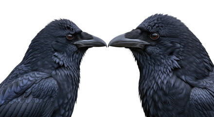 Pair of Ravens Facing Each Other in CloseUp 1.