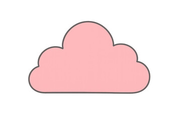 Obraz premium Pink fluffy cloud icon cartoon drawing, weather symbol concept, cute abstract element with transparent background