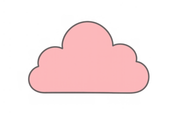 Pink fluffy cloud icon cartoon drawing, weather symbol concept, cute abstract element with transparent background