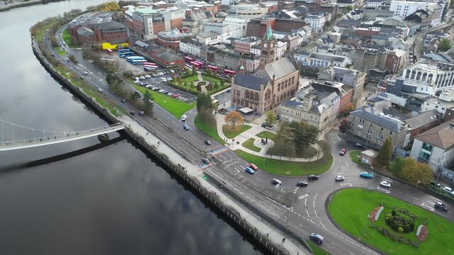 Derry City in Ireland from above 