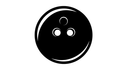 A black and white graphic illustration of a bowling ball.
