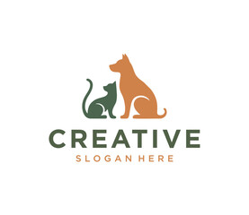 dog and cat vector logo design