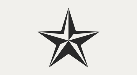 Obraz premium A simple, black and white star graphic on a plain, neutral background.