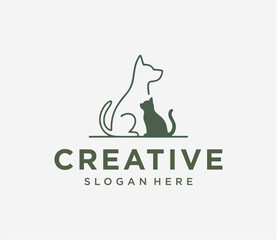 dog and cat vector logo design