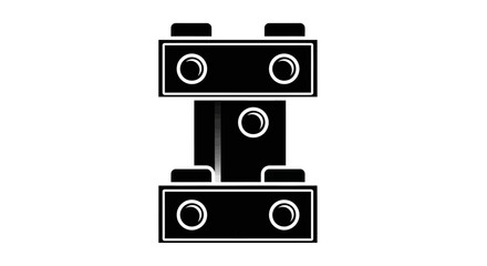 Black and white abstract geometric design featuring rectangular shapes with circular elements.