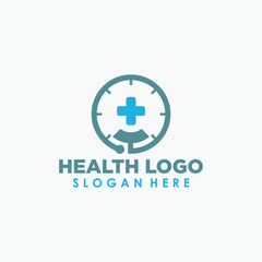 Obraz premium time and health logo concept, health and medical logo design template