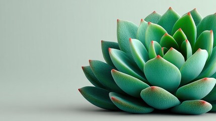 Fototapeta premium A close-up of a green echeveria succulent. Minimal Korean web aesthetic. Soft pastel green gradient at the top, fading into a clean, bright white background. Ultra minimal, white-focused UI for text.