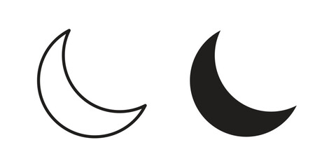 Moon icon symbol. Illustration for web and mobile app. Line and solid style © Abstractor