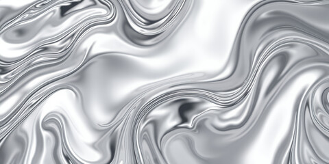 Abstract liquid silver metallic swirls and waves background